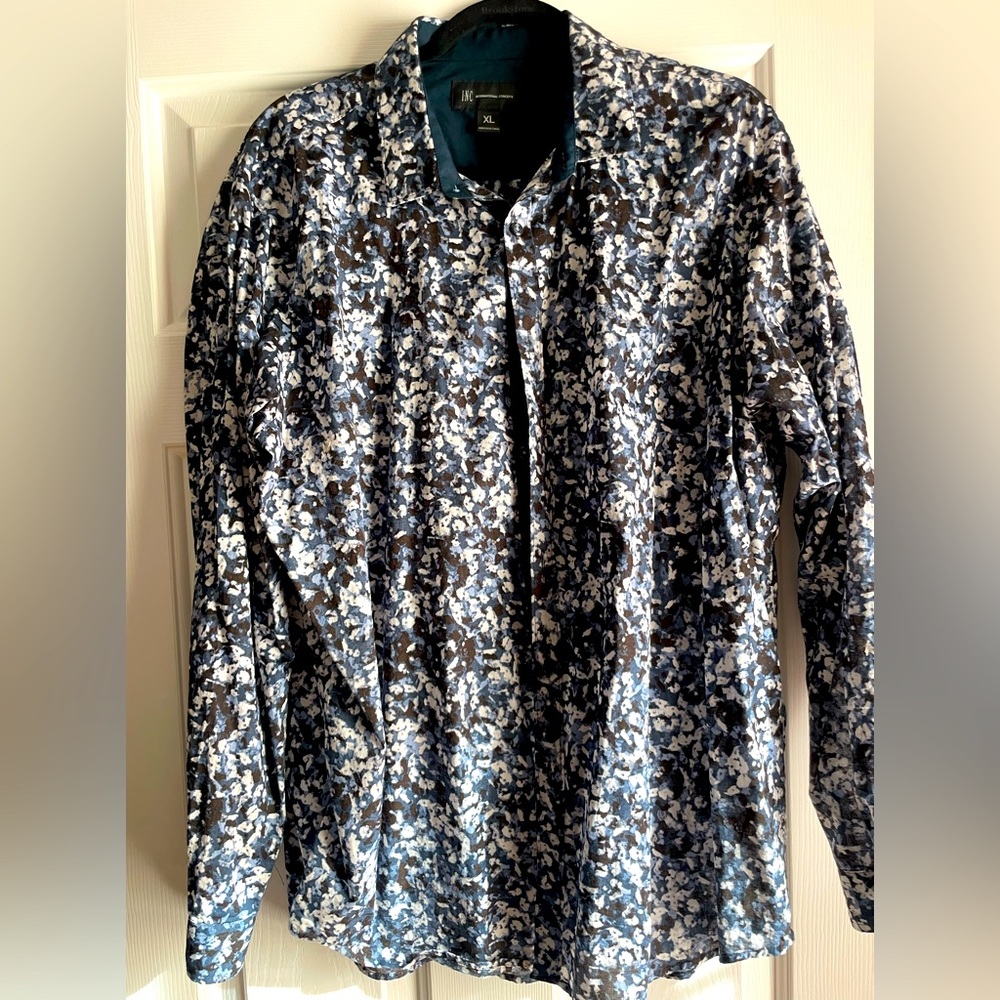 Men’s button down shirt cool print blue tones size xl from INC